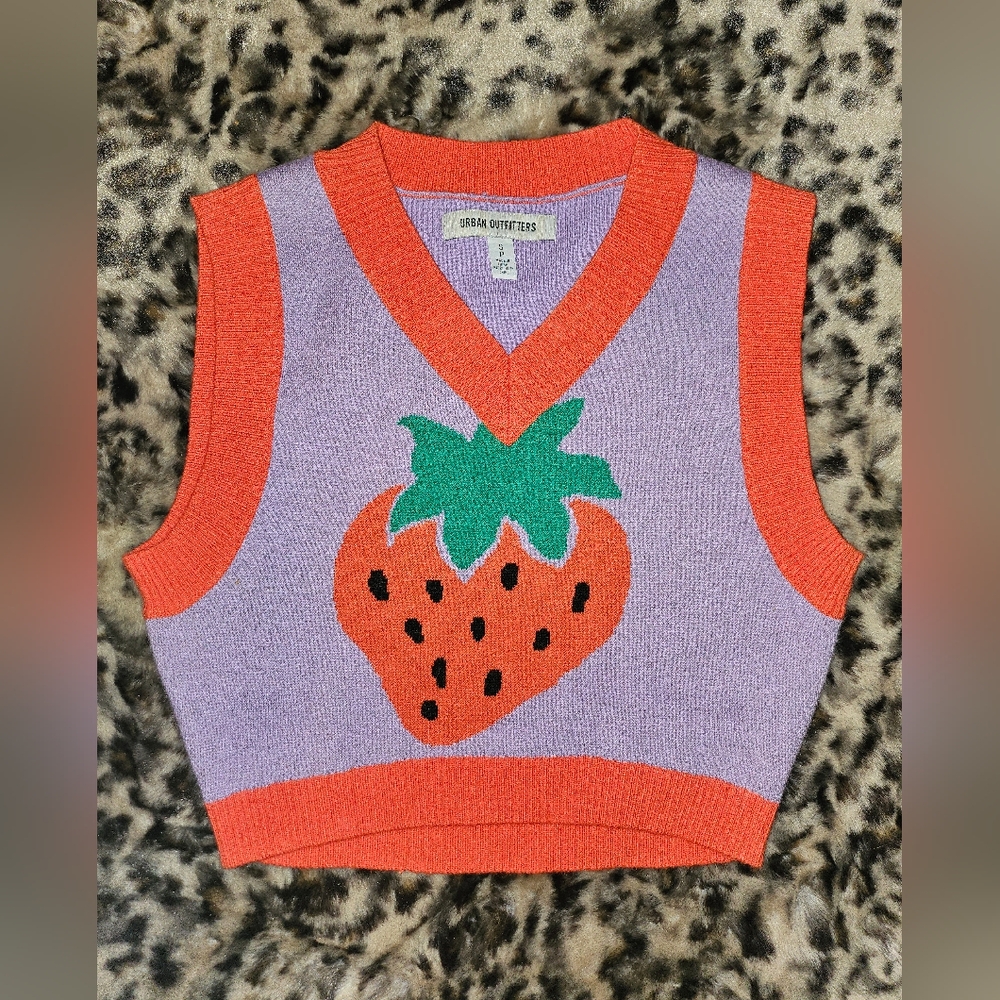 Urban Outfitters Strawberry Purple Vest with Red Trim
